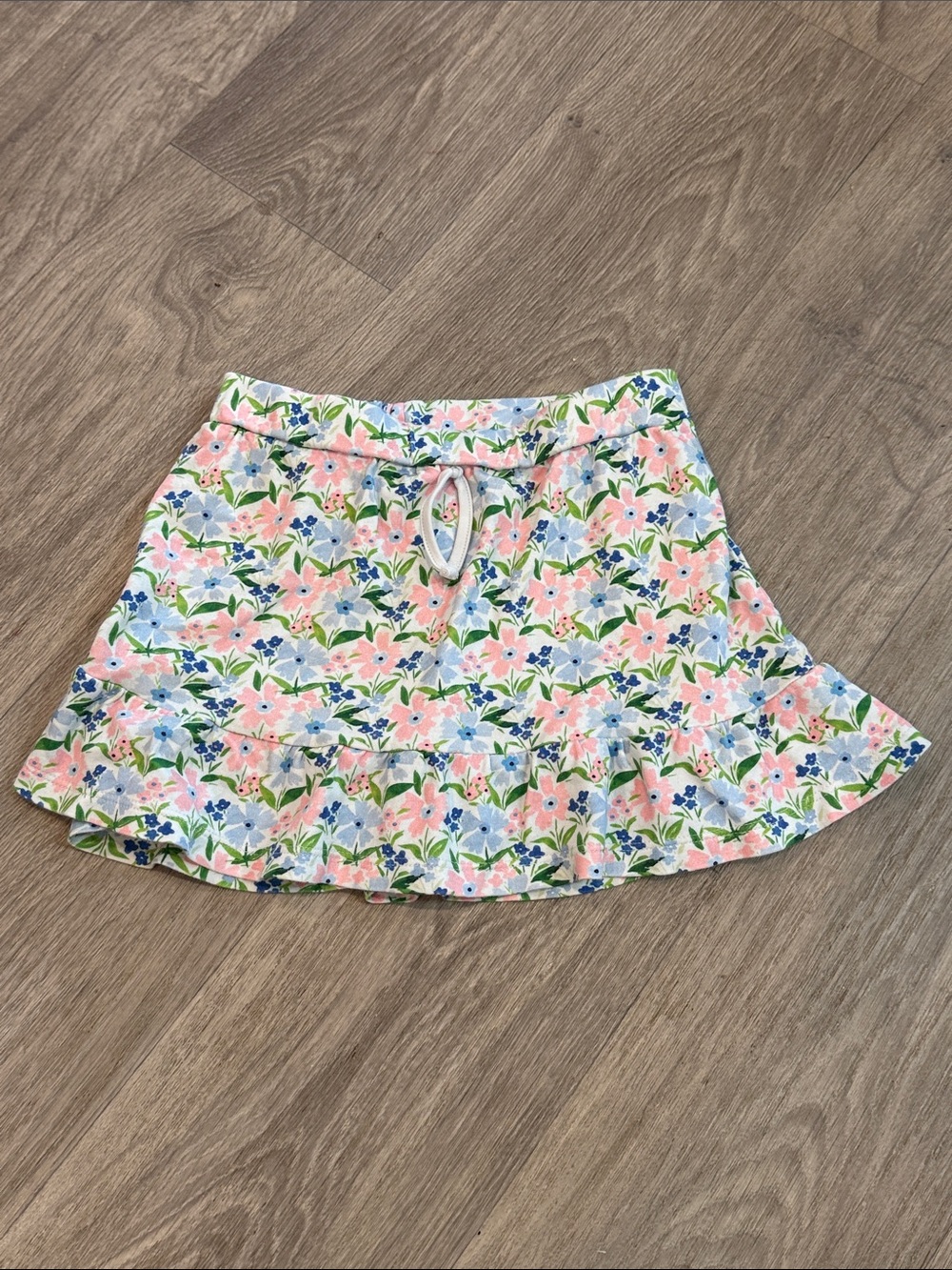 Floral Ruffle Skater Skirt in Pink & Blue